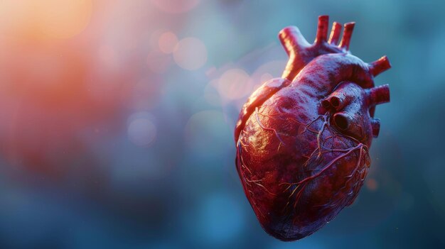 3d heart illustration with aligned copy space on the left side transparent background