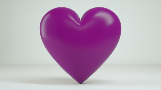 3D Heart White Background Render