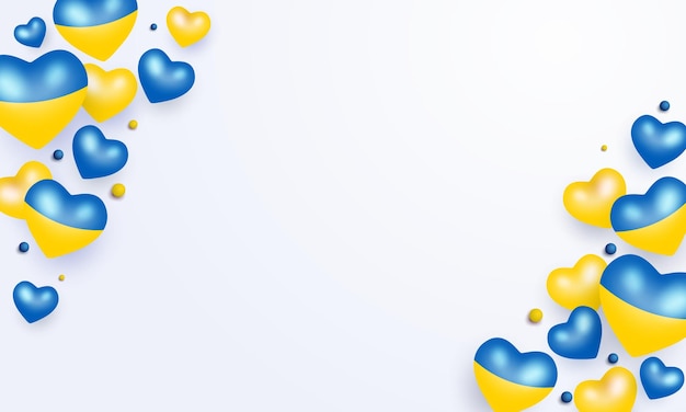 3d heart with the flag of Ukraine on white background Header banner Place for text illustration