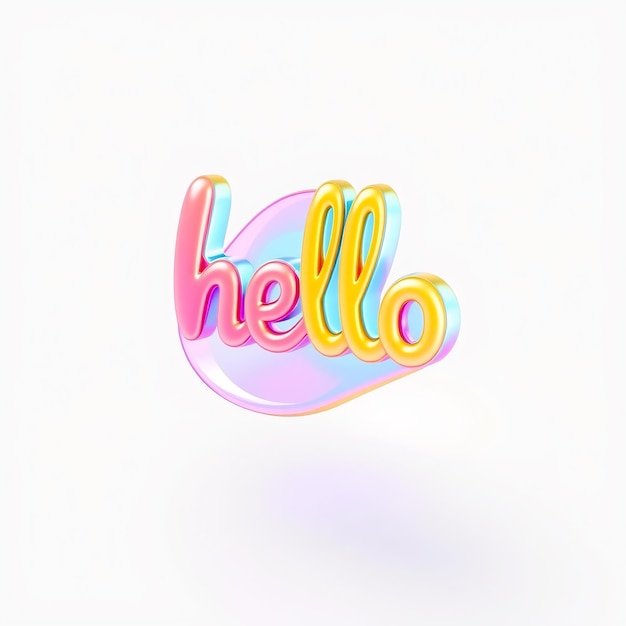 3D Hello Greeting with Colorful Gradient