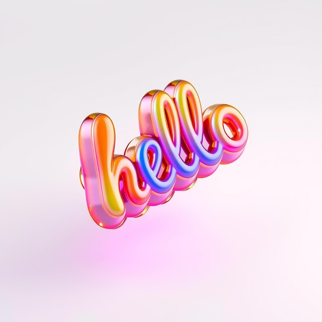 3D Hello Text in Rainbow Colors