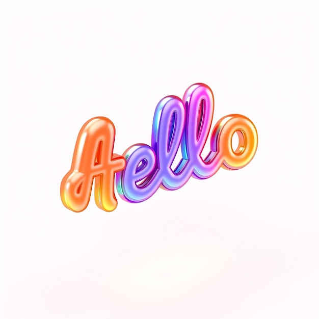 3D Hello Word in Neon Rainbow Colors