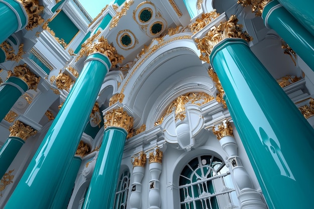 Photo a 3d hermitage museum with soft pastel colors on the right symbolizing the vast art collections of russia