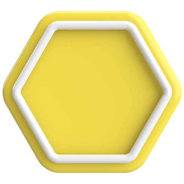 3D hexagon button Empty button 3D illustration