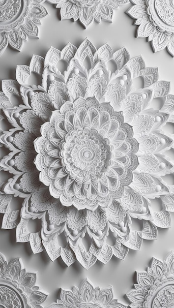 Photo 3d high detailed mandala craft in bright white and unique patterns that will inspire feelings