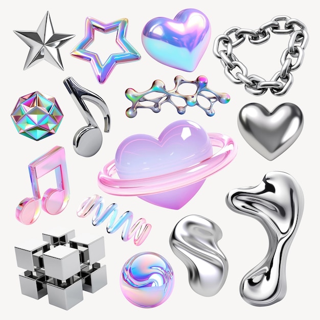 Photo 3d hologram and chrome element set