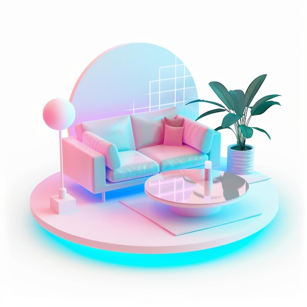 3D hologram view of a lounge