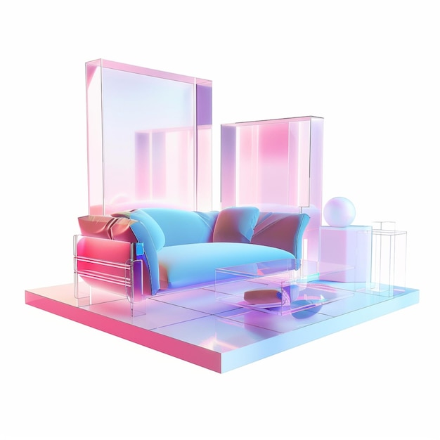 3D hologram view of a lounge