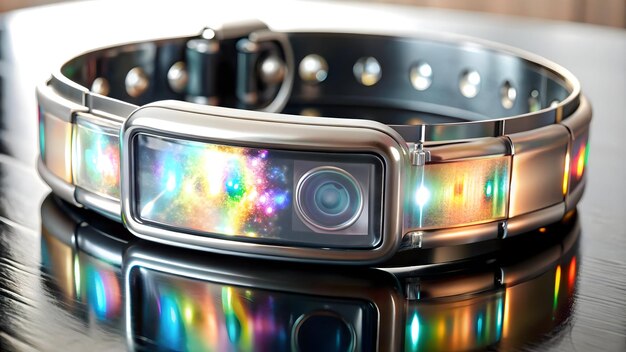 3D Holographic blood glucose meter and awareness bracelet concept as A glossy and futuristic photo f