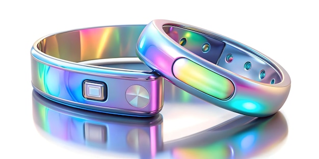 3D Holographic diabetes awareness bracelet and glucose meter concept as A glossy photo featuring a h