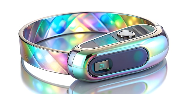 3D Holographic diabetes awareness bracelet and glucose meter concept as A glossy photo featuring a h