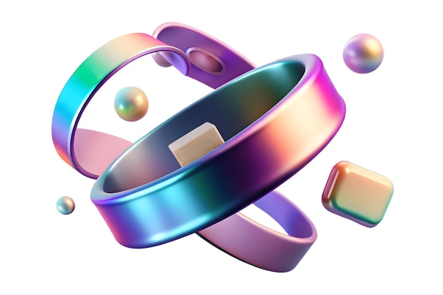 Photo 3d holographic fitness band with floating activity rings and copy space concept as a fitness band di