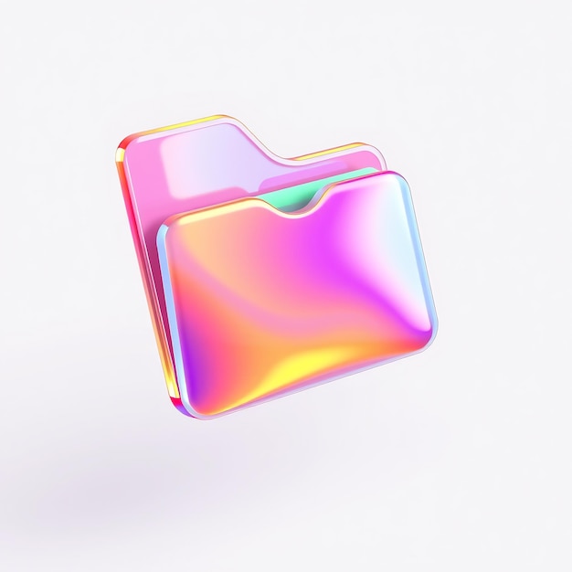 3D holographic folder icon on a white background