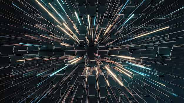 3D holographic grid design featuring a complex network of interwoven lines