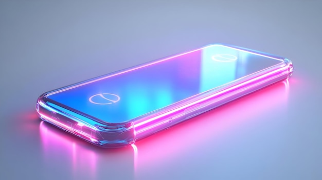 Photo 3d holographic phone with labh pancham symbol and copy space concept as a futuristic holographic pho