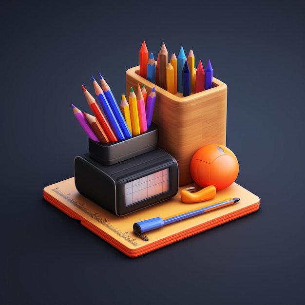 3D Homework Icon Education and School Task isometric isolated render