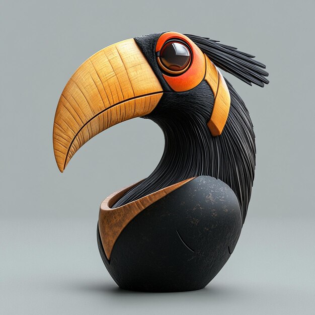 Photo 3d hornbill icon bird and nature illustration logo