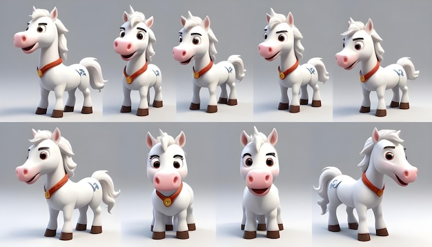 Photo 3d horse character set