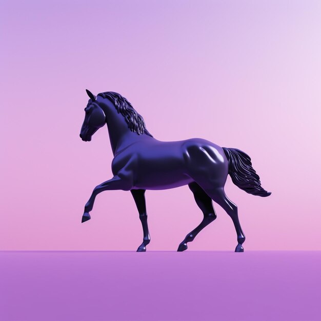 A 3D Horse icon in silhouette gracefully standing against a serene pastel lavender background exud