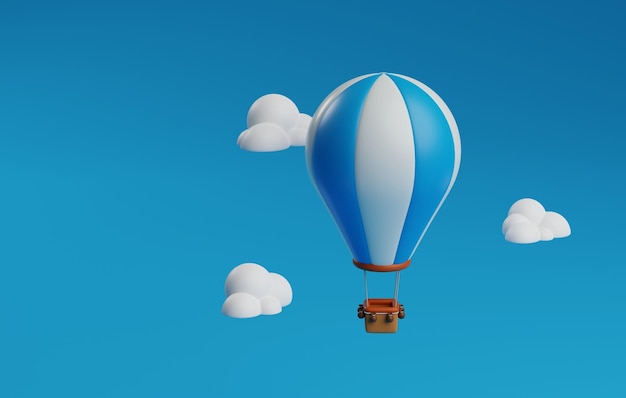 Photo 3d hot air balloon icon for adventure travel3d render