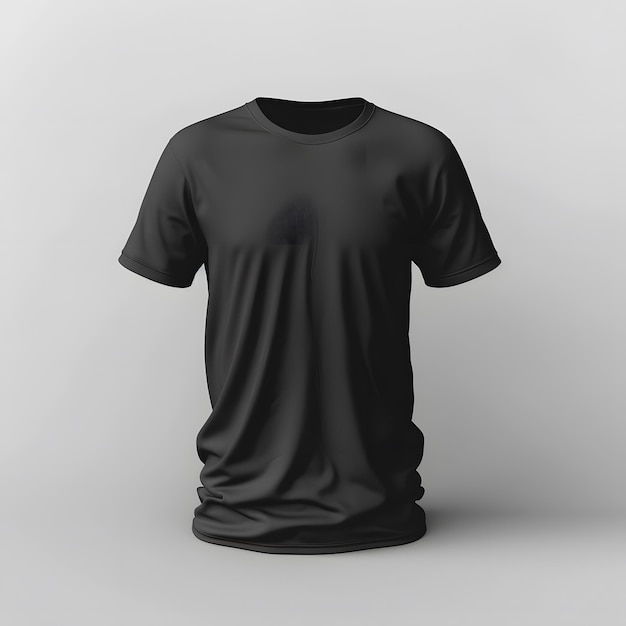 3d hq rendered tshirt with detailed and texture color black isolated on white background