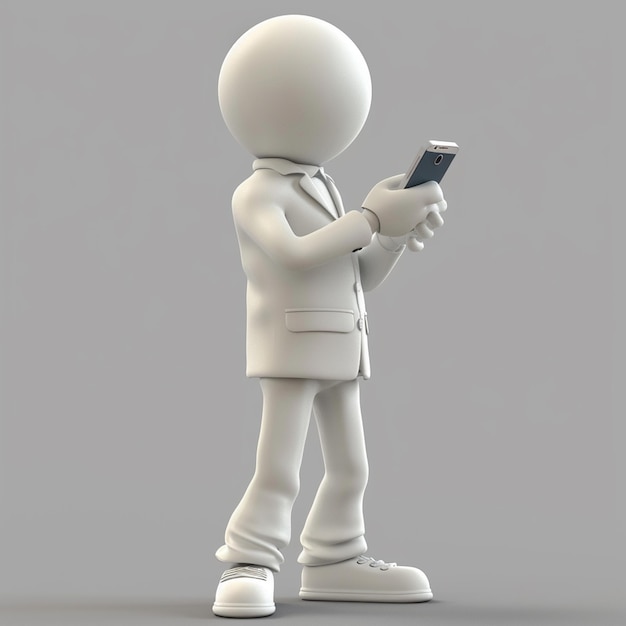 3D human character holding a Smart Phone