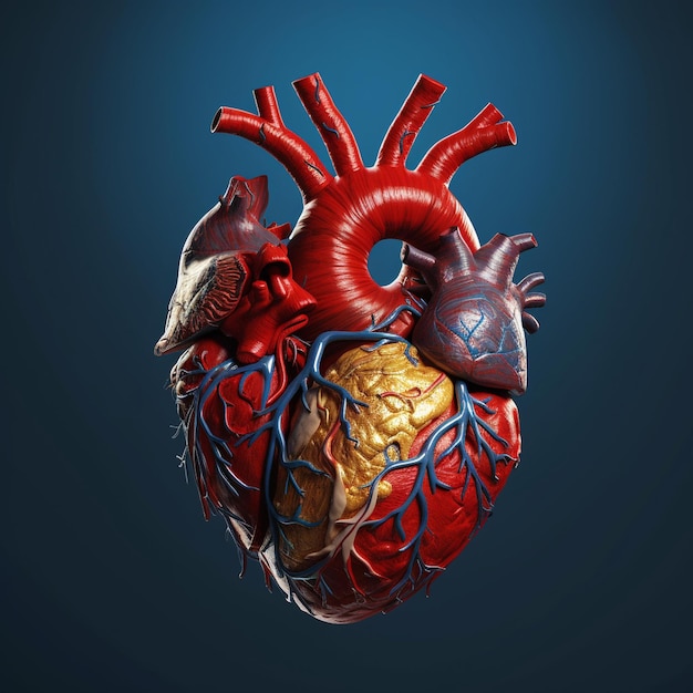 3D human heart illustration art realistic render