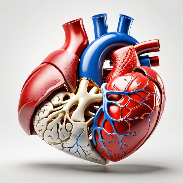 3D Human heart internal organs with blood vessels medical science Free image