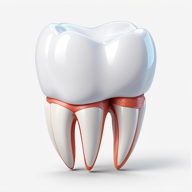 Photo 3d of human tooth white background