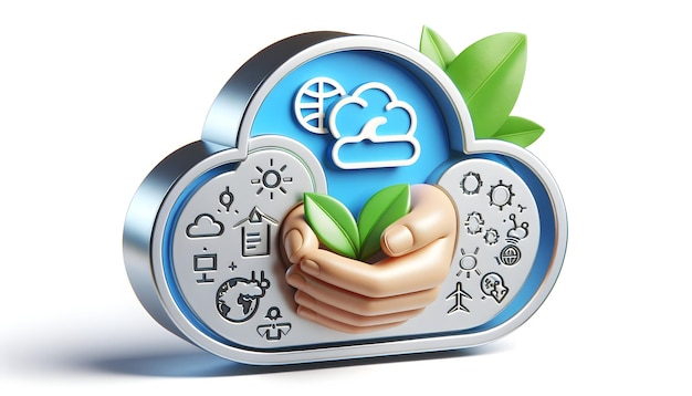 3d icon as Clean Cloud Commitment Commit to a cleaner future with cloud services that prioritize the