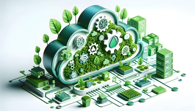 3d icon as Green Tech Cloud Embrace cloud technology that as innovative as it is green in Cloud Com