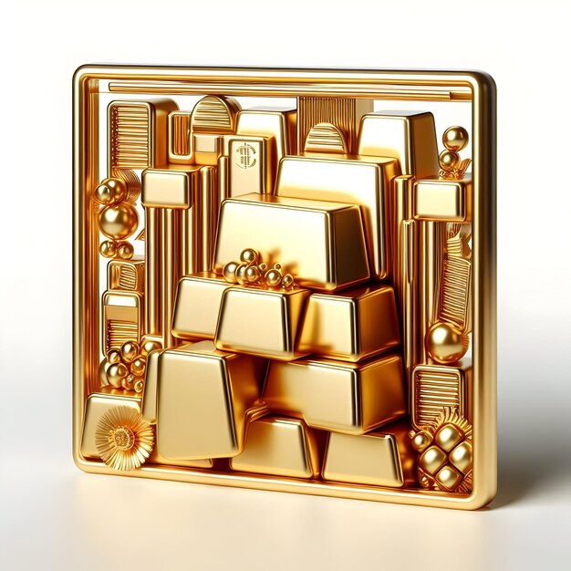 3D Icon Border frame with gold bars for Dhanteras with copy space concept as Camera movement Pan acr