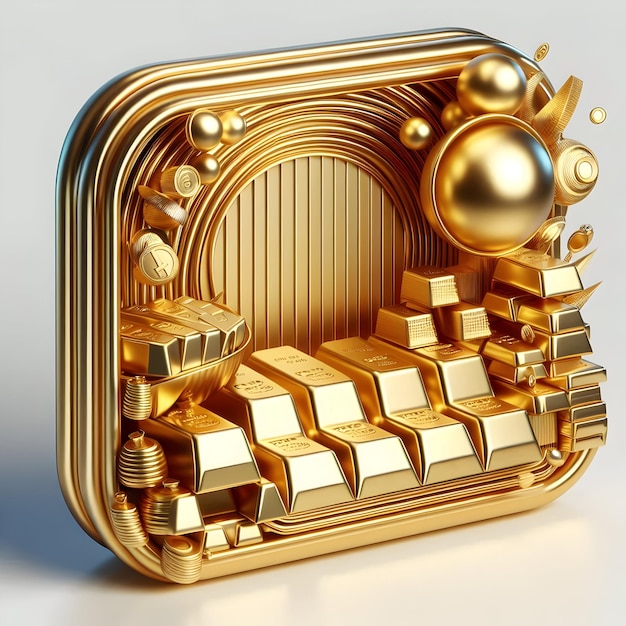 3D Icon Border frame with gold bars for Dhanteras with copy space concept as Camera movement Pan acr