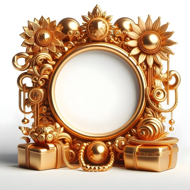 3D Icon Border frame with gold jewelry for Dhanteras with copy space concept as Camera movement Pan