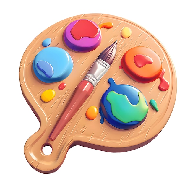 3D icon of a cute kids art palette