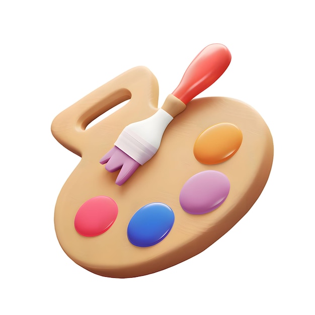 3D icon of a cute kids art palette