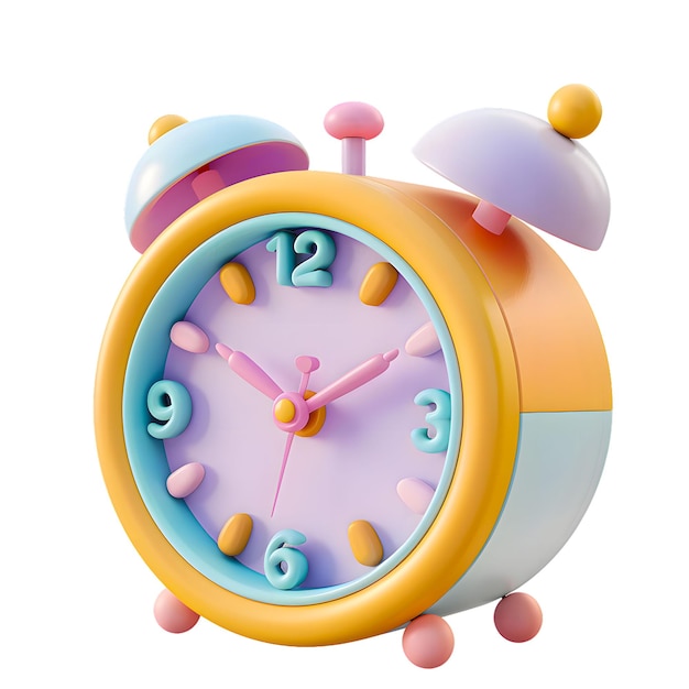 3D icon of a cute school alarm clock