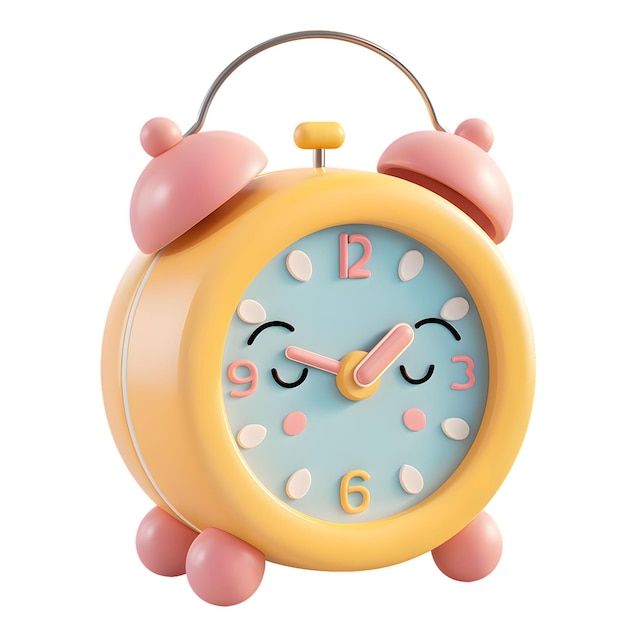 3D icon of a cute school alarm clock