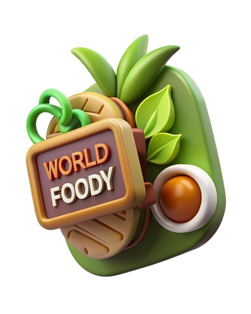 Photo 3d icon of edible plants and food preservation techniques for world food day with white background