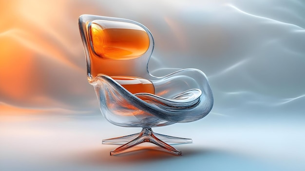 Photo 3d icon home office chair with glossy abstract digital art concept as a photo featuring a home offic