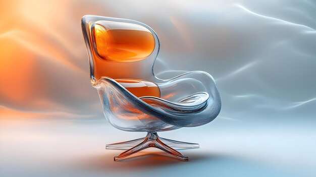 Photo 3d icon home office chair with glossy abstract digital art concept as a photo featuring a home offic