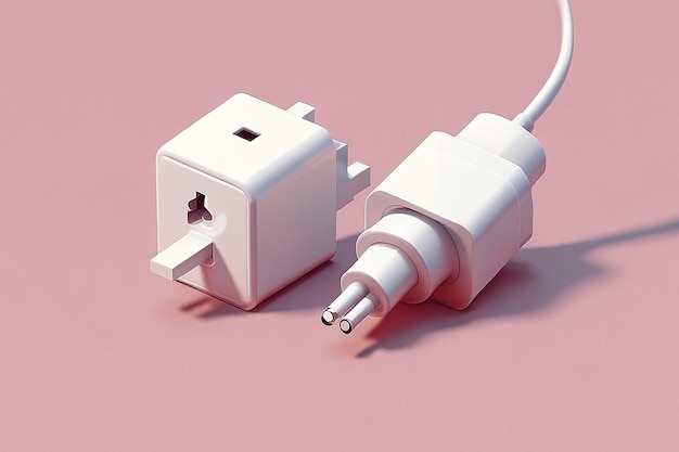 Photo 3d icon illustration power plug