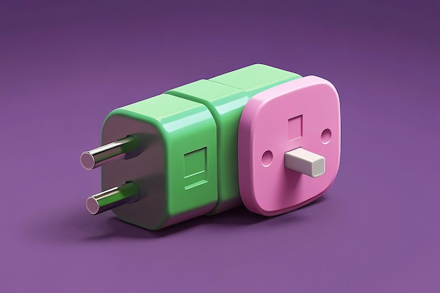 Photo 3d icon illustration power plug