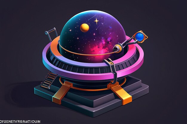 Photo 3d icon illustrations observatory planetarium