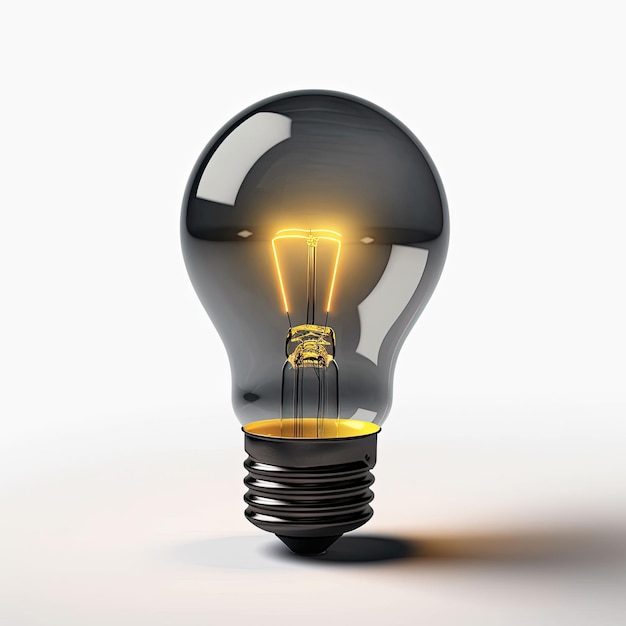 3D Icon Of Light Bulb With Yellow Glow And Black Base On A White Background Generative AI