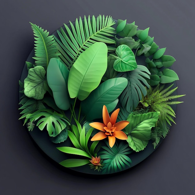 3D Icon Lush Green Rainforest Ecosystem Illustration Logo