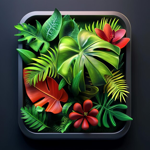 3D Icon Lush Green Rainforest Ecosystem Illustration Logo