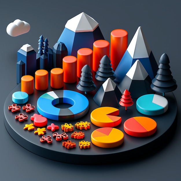 3d icon of metrics minimalistic black background