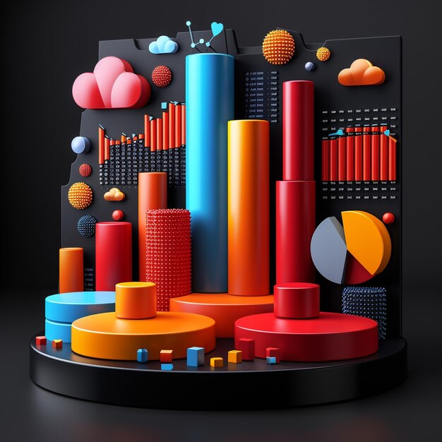 3d icon of metrics minimalistic black background