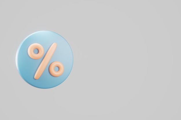 3d icon of percent discount on blue round with grey background